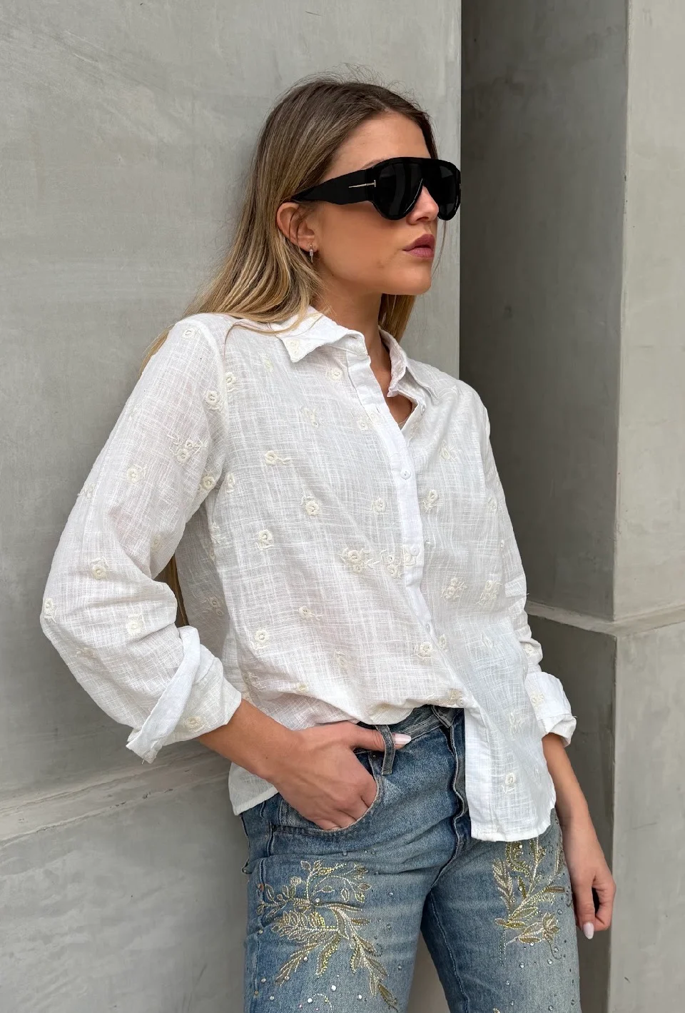 Camisa ROSMARY Lino Bordada GU70242