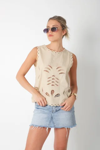 Musculosa MAJO Broderie c/bordado y calada GUK70149 - Vista 2