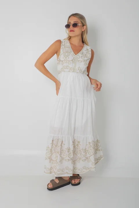 Vestido SOFIA de Lino c/Bordado GU250112