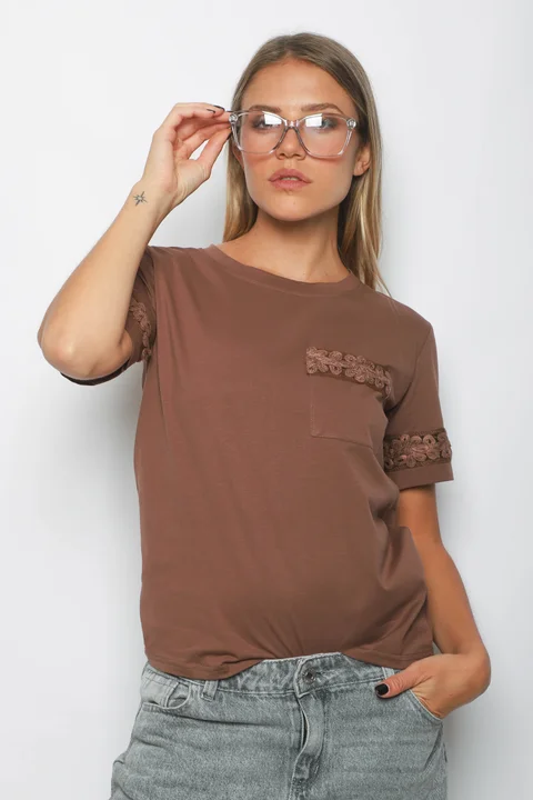 Remera RAVI c/Bolsillos puntilla GUJ5232