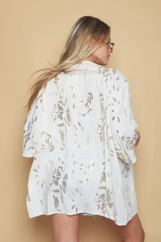 Kimono RADISON de LINO BORDADO c/Lentejuelas GU5171 - Vista 6