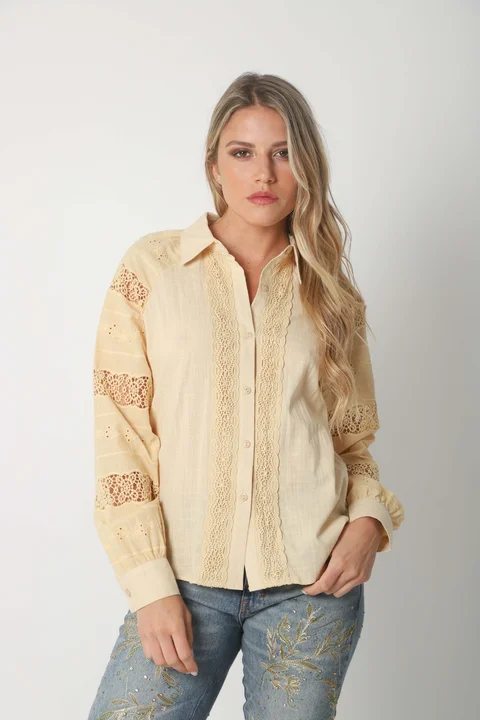 Camisa LAFINUR Lino y Broderie GUL70183