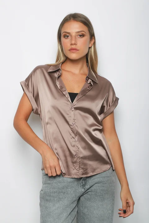 Camisa CANDI Satén Manga Corta GUV52