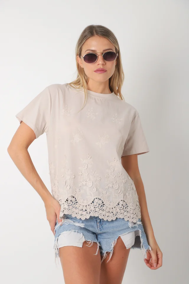 Blusa RECIFE  bordada con puntilla GU5166