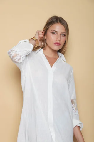 Vestido Lino Canberra con Tull Classic GUK4004 - Vista 6