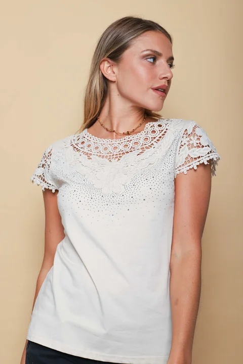 Remera ROYALTY Bordada con Strass GU356341