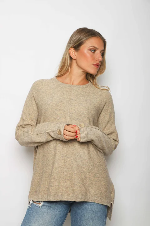 Sweater BIRMANA Largo Bremer con Botones GUL808