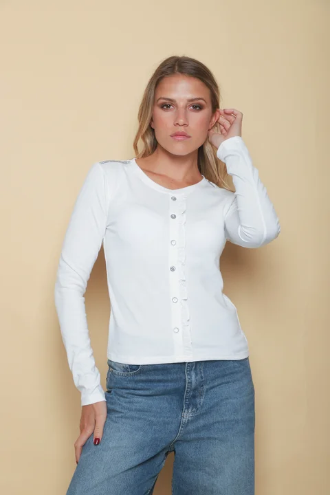 Remera Cobre C/ Strass y Volados GUK70066