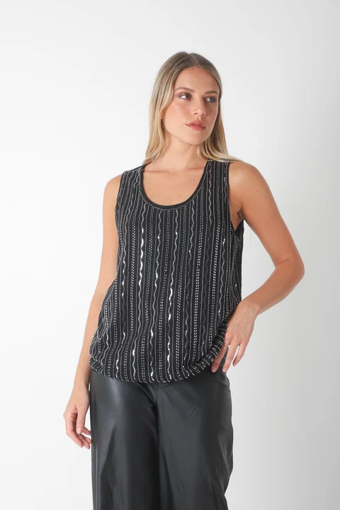 Musculosa SAREE Forrada con Lentejuelas GU70129