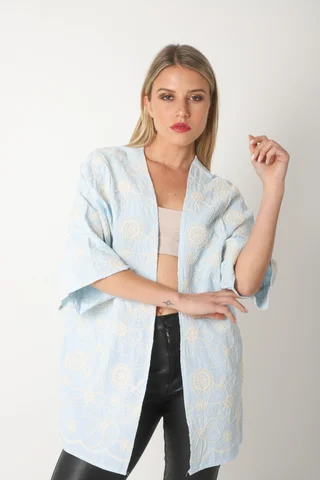 Kimono GALIA de Lino Bordado GU5172 - Vista 1