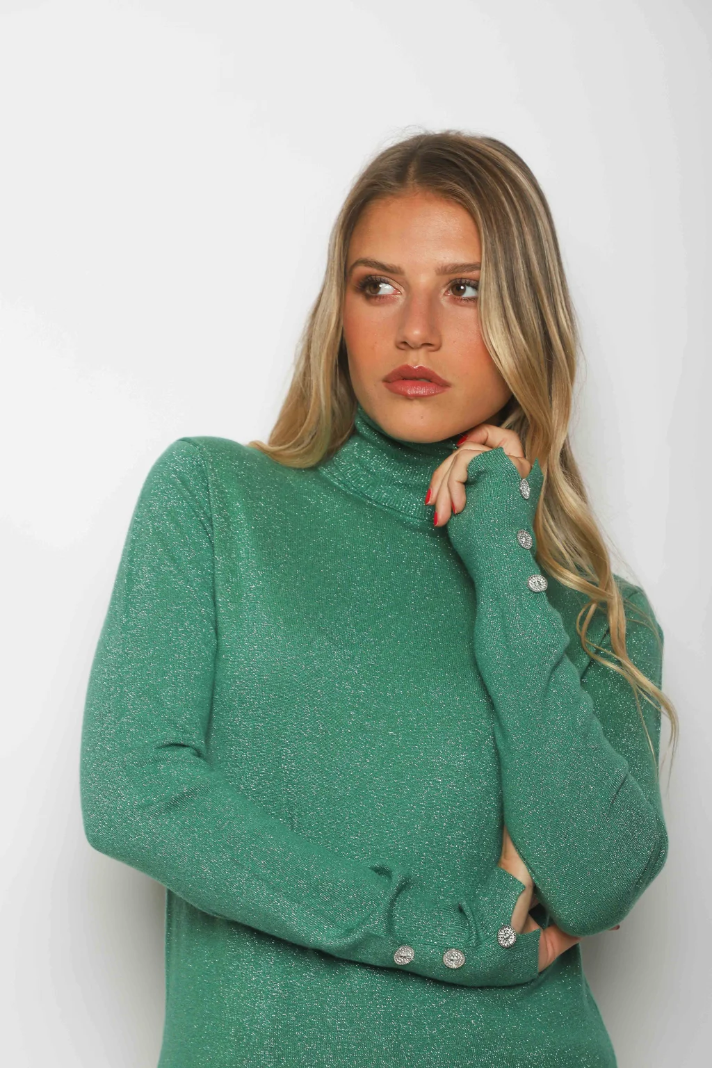 Polera MERIDIAN Lurex con Botones Strass GUL601