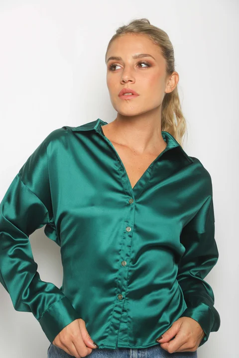 Camisa ZELENI Saten c/ Tiras para atar Atras GUK70282