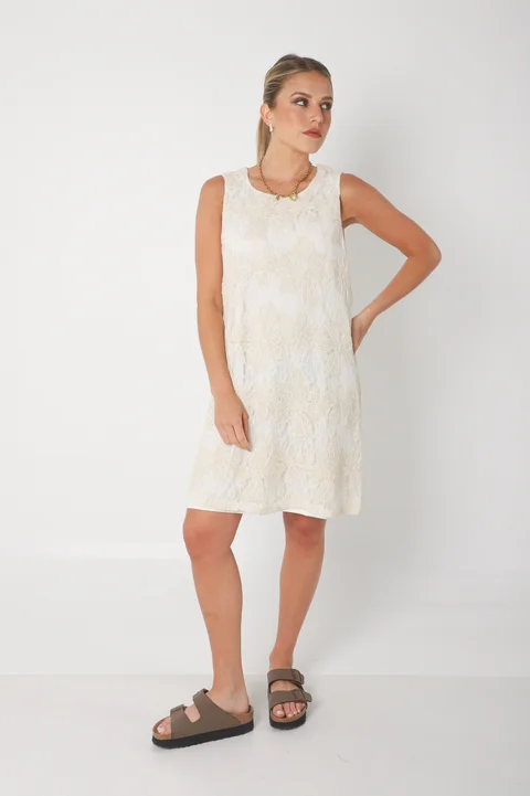 Vestido POCH Encaje con Bordado Crochet GU250110