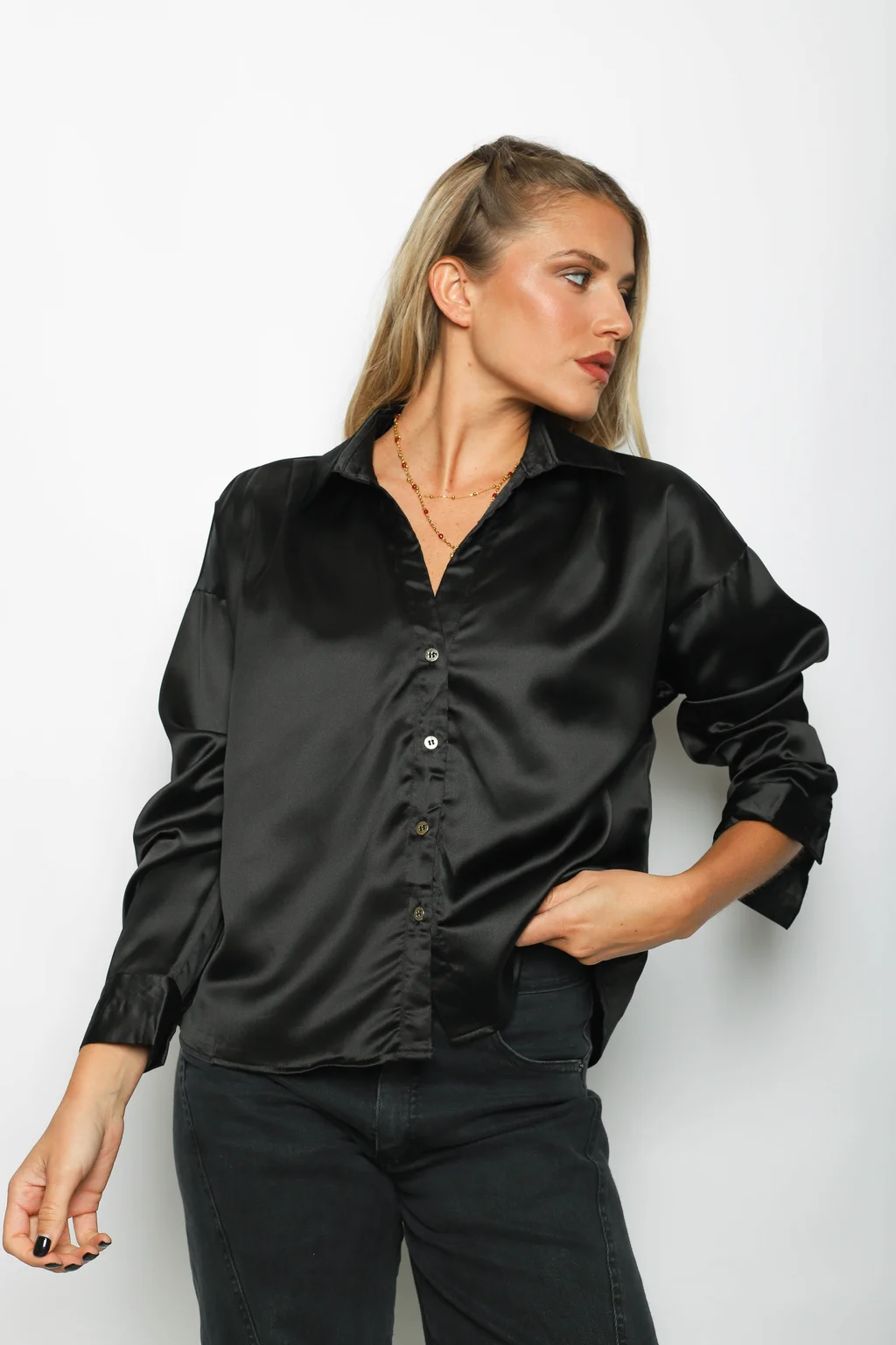 Camisa ZELENI Saten c/ Tiras para atar Atras GUK70282