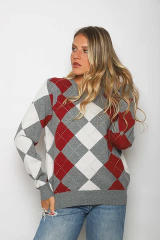 Sweater LOCH Bremer Rombo con Strass GUL840 - Vista 5