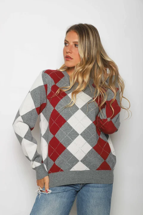 Sweater LOCH Bremer Rombo con Strass GUL840