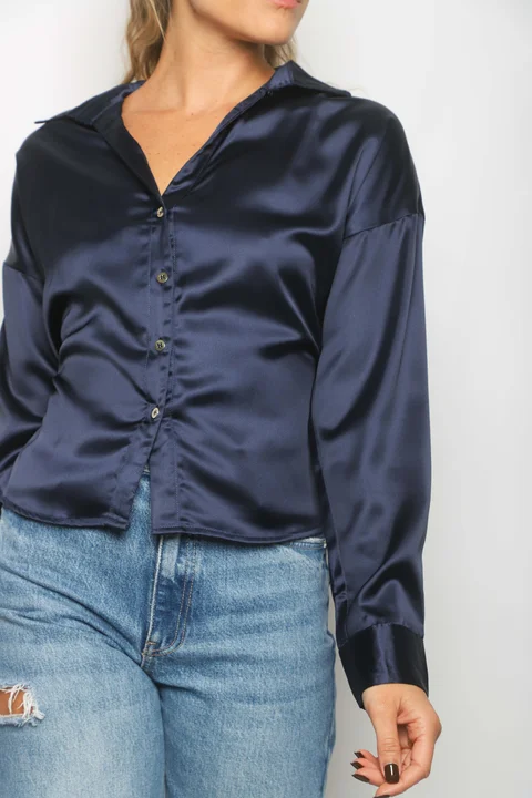 Camisa ZELENI Saten c/ Tiras para atar Atras GUK70282