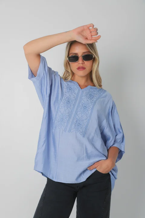 Blusa GANHA de Lino c/Bordado GU0326