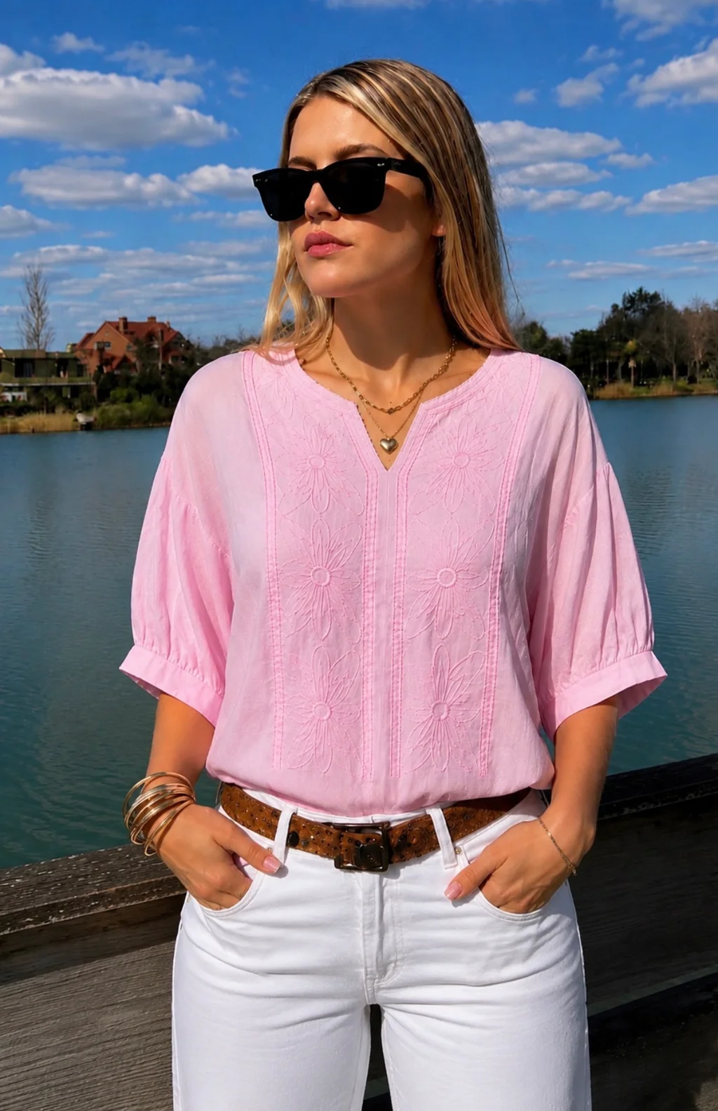 Blusa GANHA de Lino c/Bordado GU0326