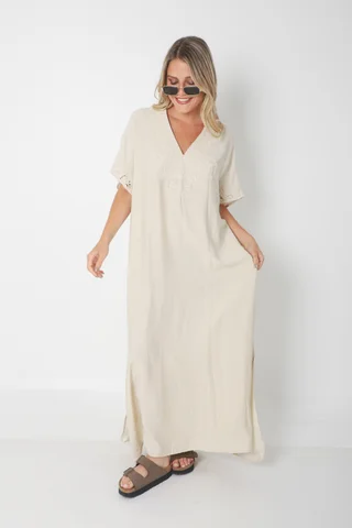 Vestido Tunica PARU de Lino Bordado GU2527 - Vista 2