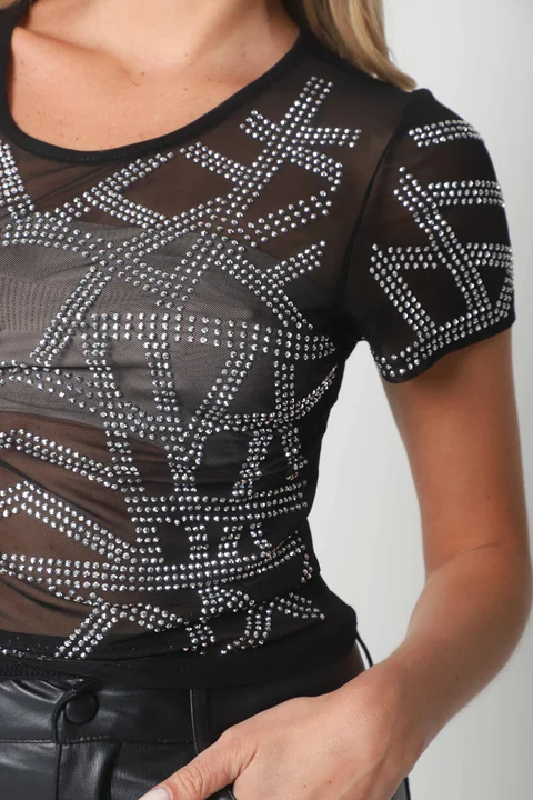 Top ROVIE TULL Con Stras GU2666