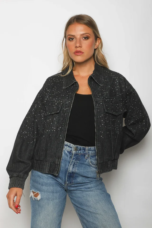 Campera Jean Vakz con Cierre y Strass  GU70014