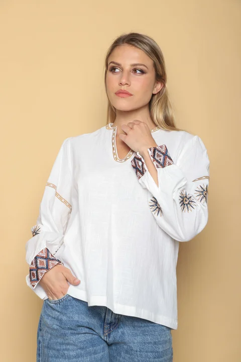 Blusa GATE Lino c/bordado GU0554