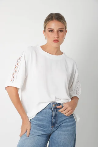 Blusa SERE Amplia Creppe c/ Puntilla en Hombros y Mangas GU0329 - Vista 3