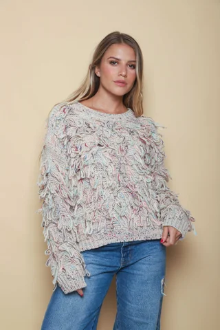 Sweater MALIBU Tejido Grueso c/ Flecos GUL74222 - Vista 2