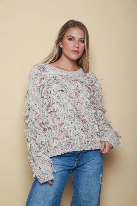 Sweater MALIBU Tejido Grueso c/ Flecos GUL74222