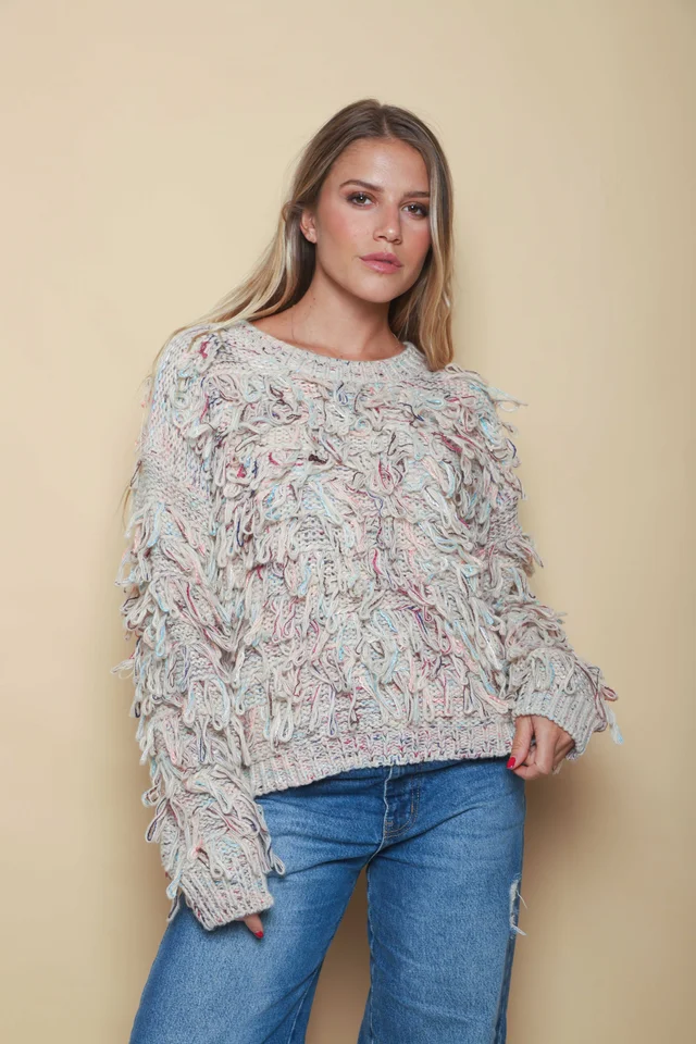 Sweater MALIBU Tejido Grueso c/ Flecos GUL74222