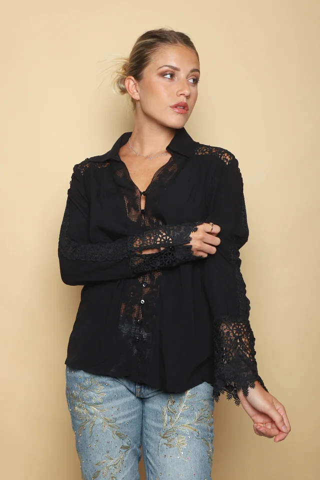 Camisa ZANETT Broderie con Encaje GUK61