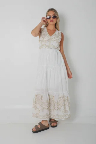 Vestido SOFIA de Lino c/Bordado GU250112 - Vista 1