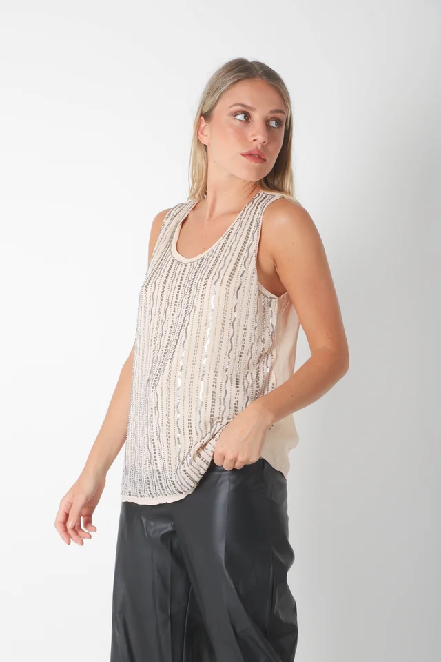 Musculosa SAREE Forrada con Lentejuelas GU70129