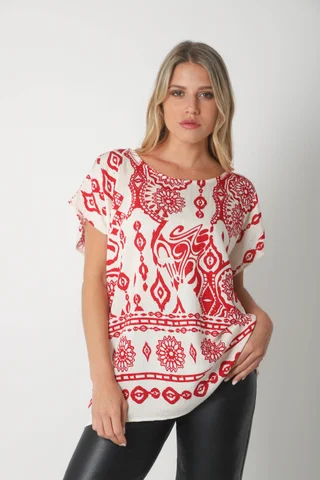 Blusa Lino Amplia Chenay Morroco c/ Strass  GU6130N - Vista 1