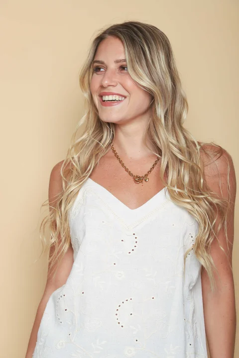 Musculosa KASSIRA de Lino Bordada GU0549