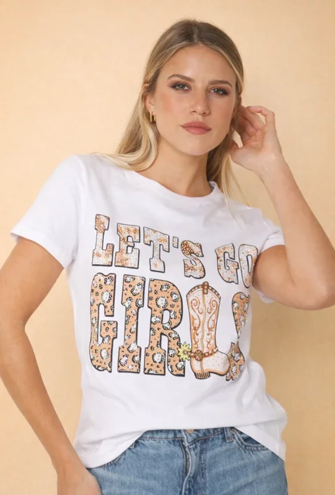 Remera LETS GO GIRLS c/ Brillos GU7479