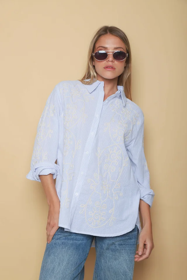 Camisa VOIRE  Rayada Bordada GU0547