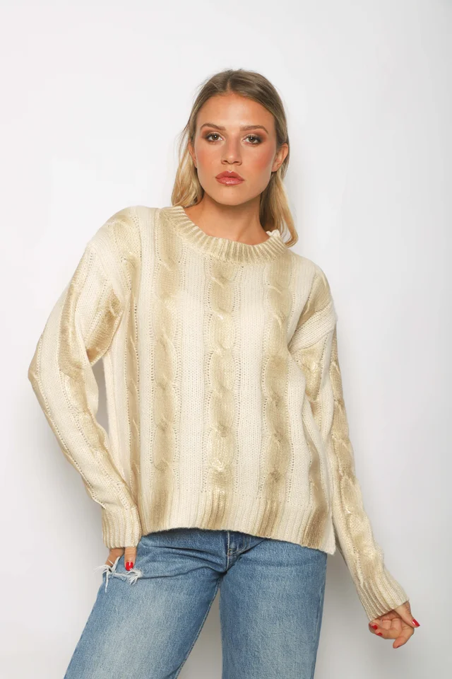 Sweater Olivia Foil Elastizado Trenzado con Brillos GU64770