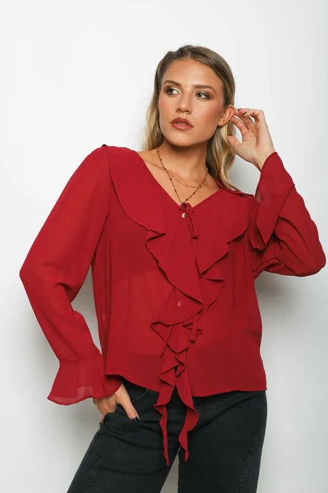 Blusa TITA Gasa c/Volados GUV60