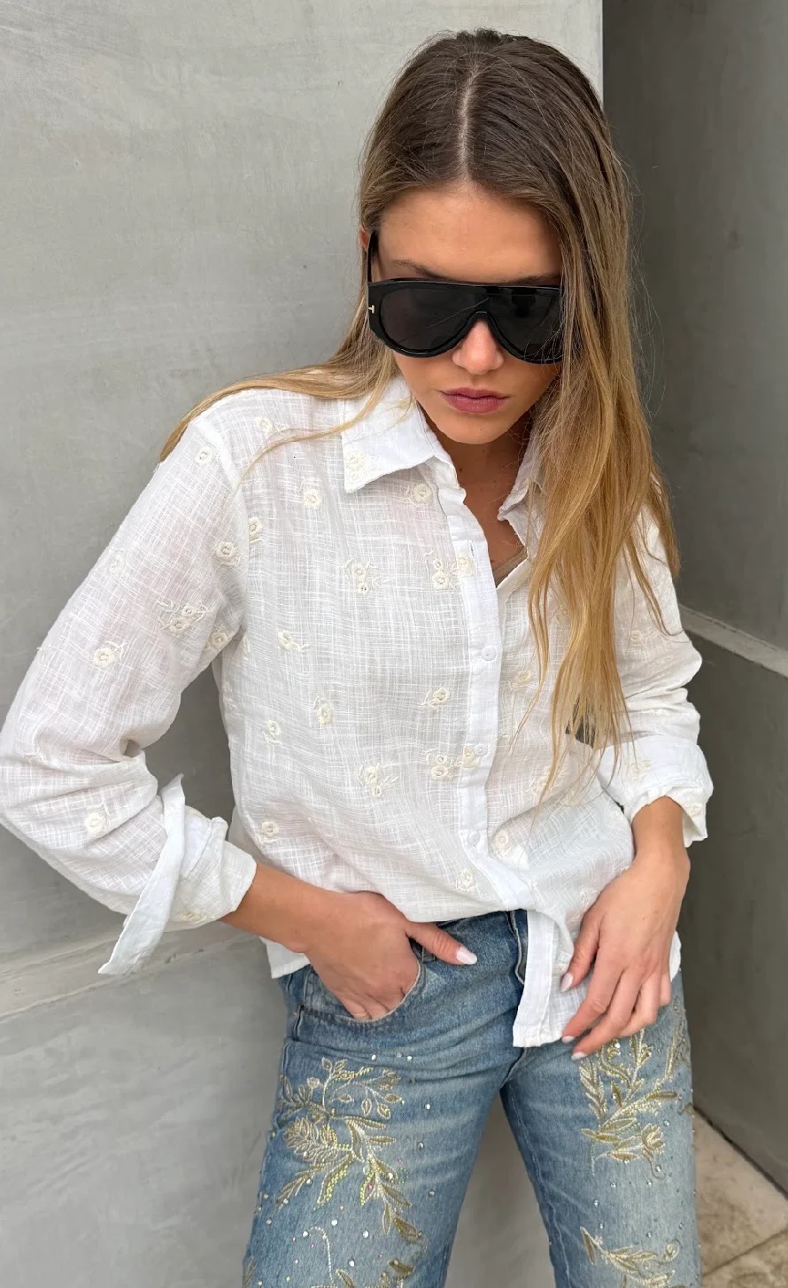 Camisa ROSMARY Lino Bordada GU70242
