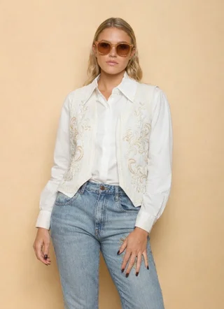 Chaleco LAMA Lino Bordado GU5937 - Vista 1