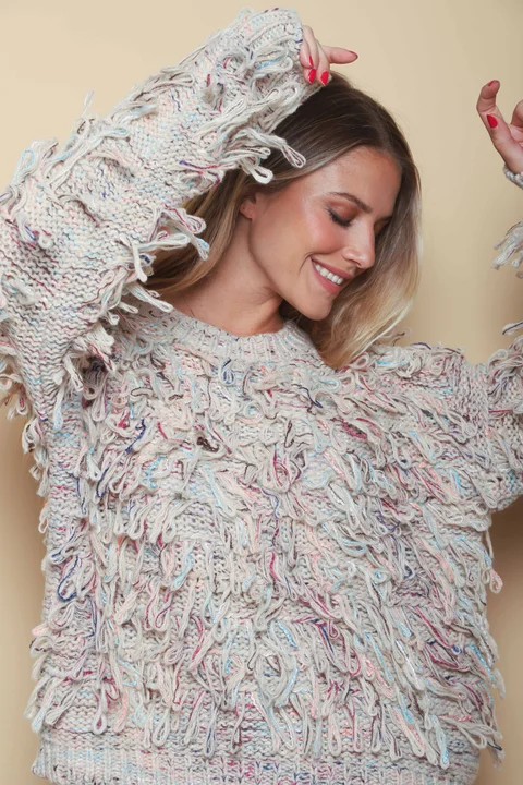 Sweater MALIBU Tejido Grueso c/ Flecos GUL74222