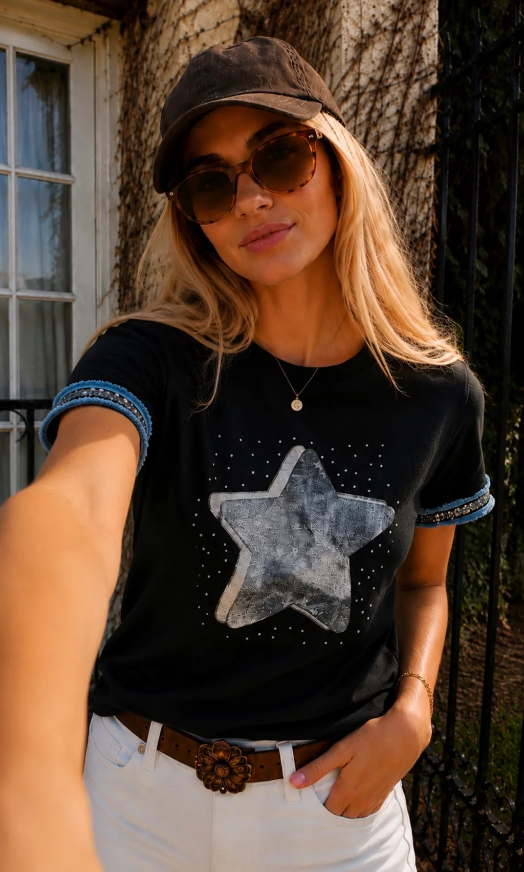 Remera AZZURA STAR C/ Relieve y Strass GU5117