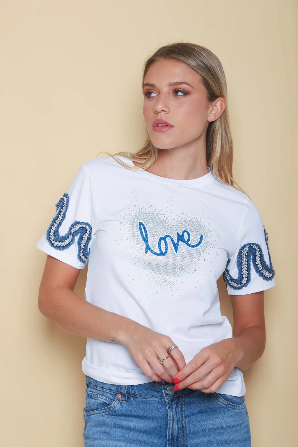 Remera BLUE LOVE STRASS GU7490