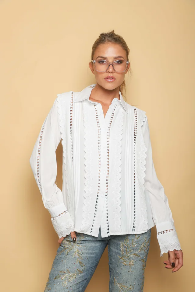 Camisa ABRIL Broderie c/volados GUK242