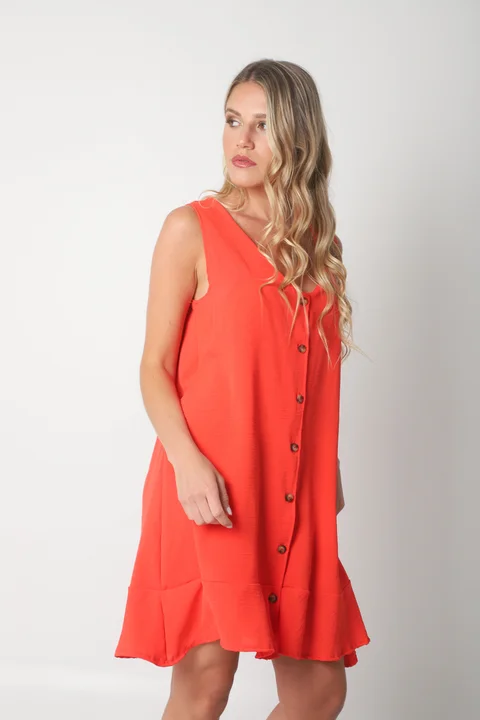 Vestido Gales Abotanado Creppe