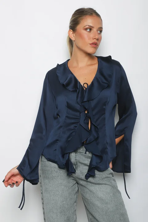 Blusa WENDY SATEN C/Volados GU0343