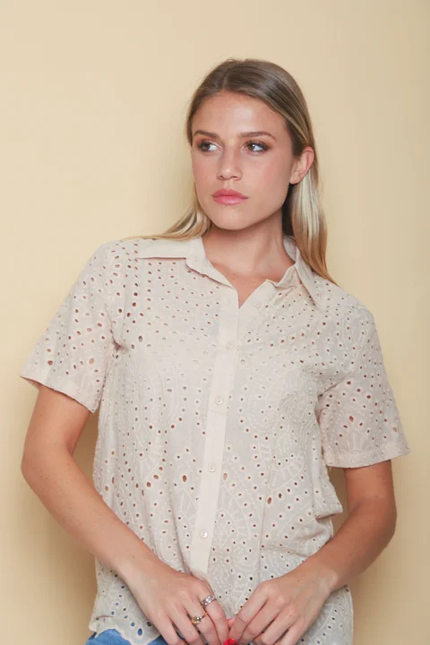 Camisa BLONDA Broderie Manga Corta GUK70107