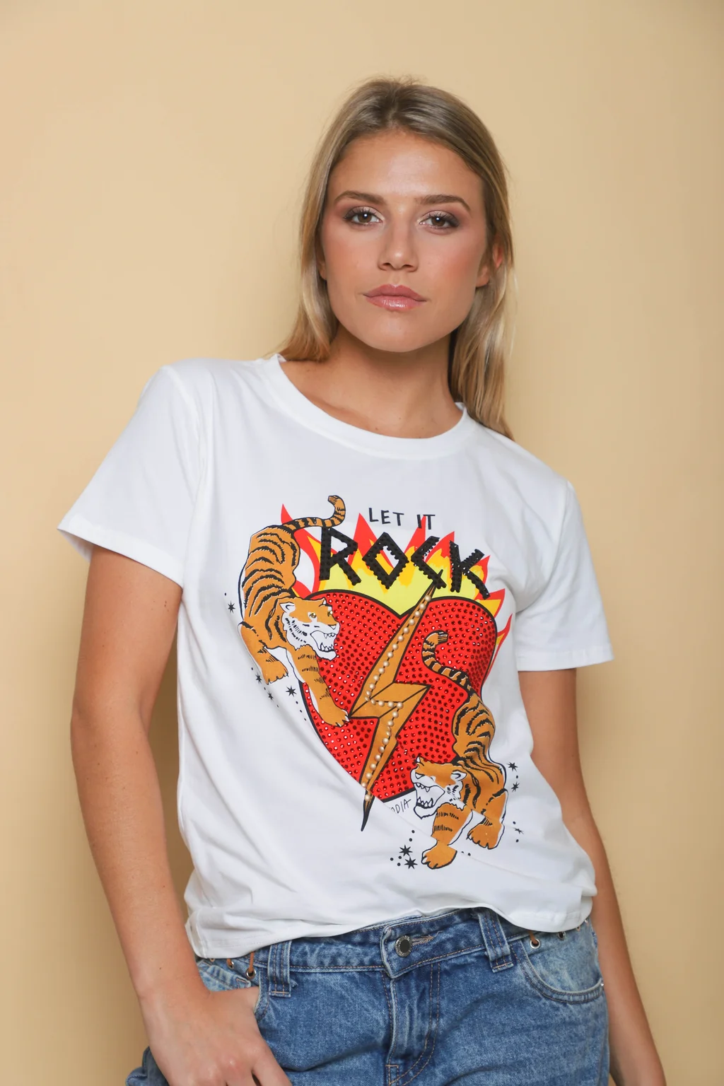 Remera Corazon Tigre y ROCK Jersey